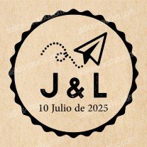 Sello Boda con Avión de Papel