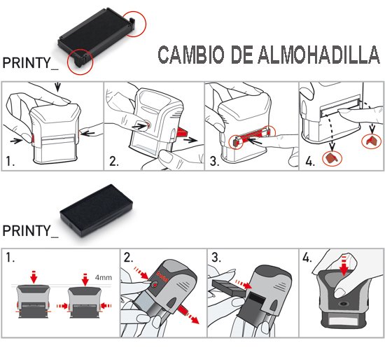 Explanatory image that informs about the pad change in stamps Trodat